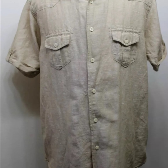 Springfield Men Linen Shirt XXL Brown Men Summer Beach - Picture 3 of 11
